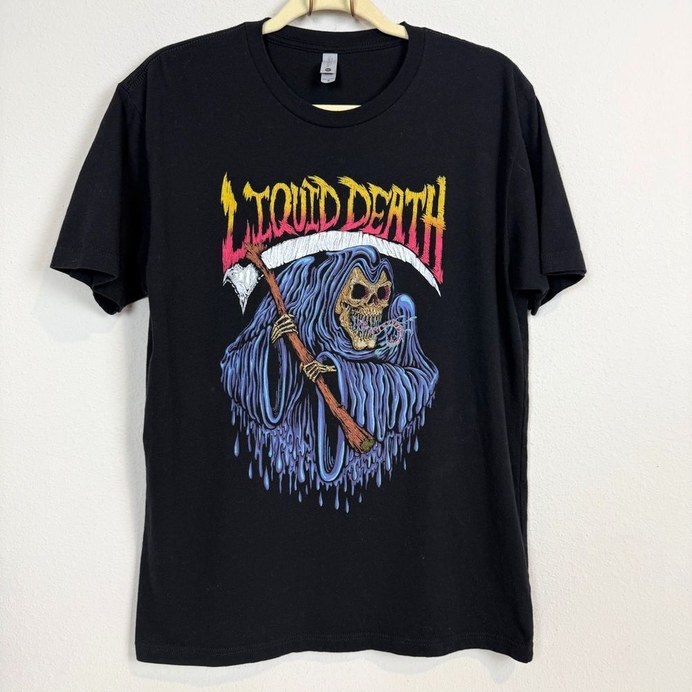 Liquid Death Black Grim Reaper Short Sleeve Graphic T-Shirt M